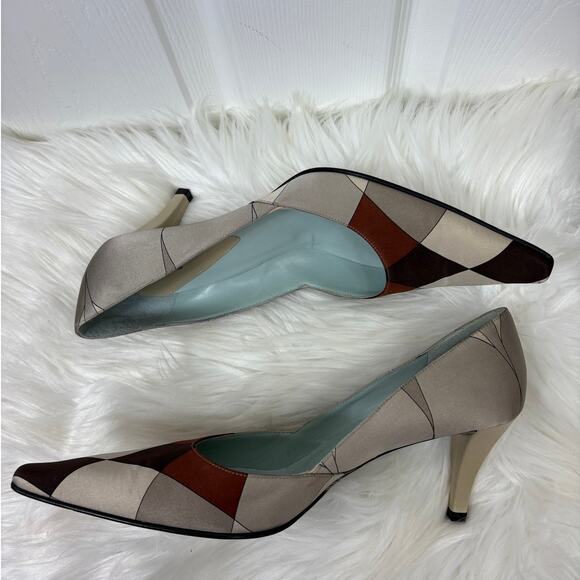 Emilio Pucci Women's Pointed Toe Pumps Size 40 / 9 NWOB Satin Colorblock Heels - Picture 5 of 9